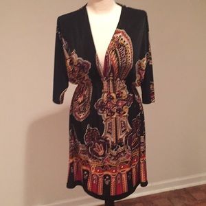V neck paisley jersey dress